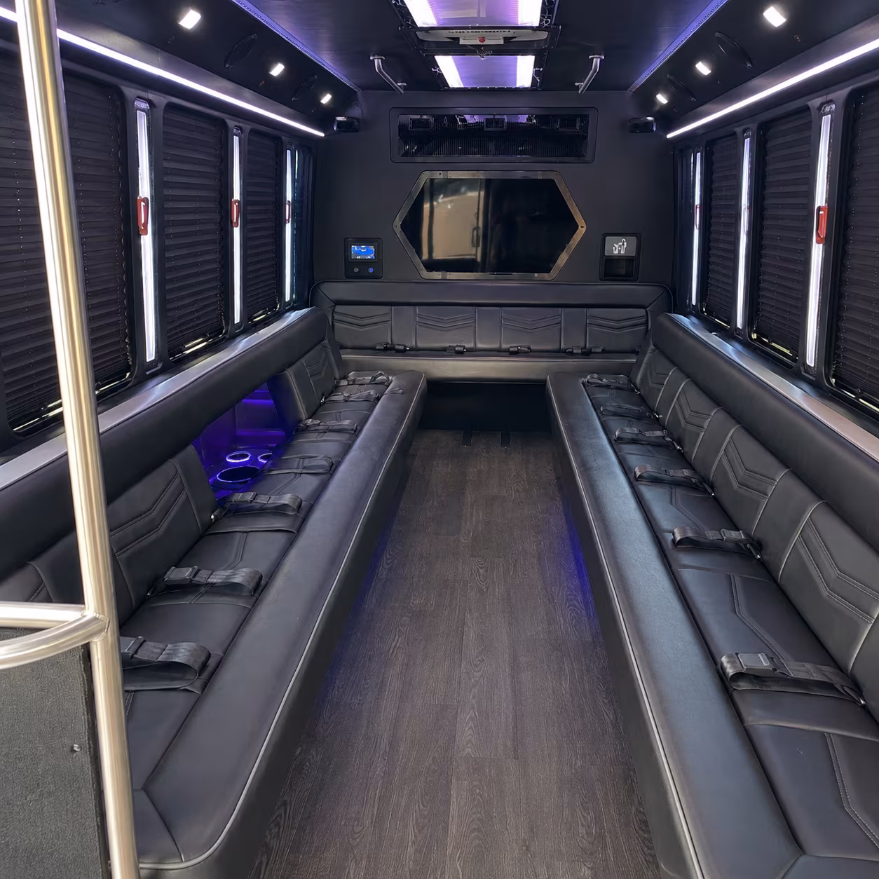 cedar park 18 passenger party bus interior