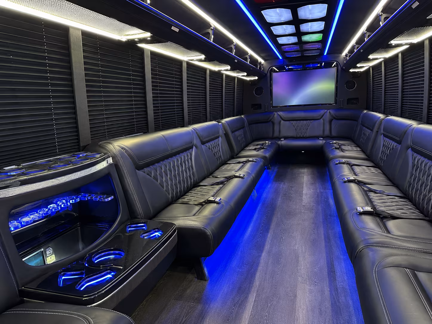 cedar park 20 passenger party bus inside