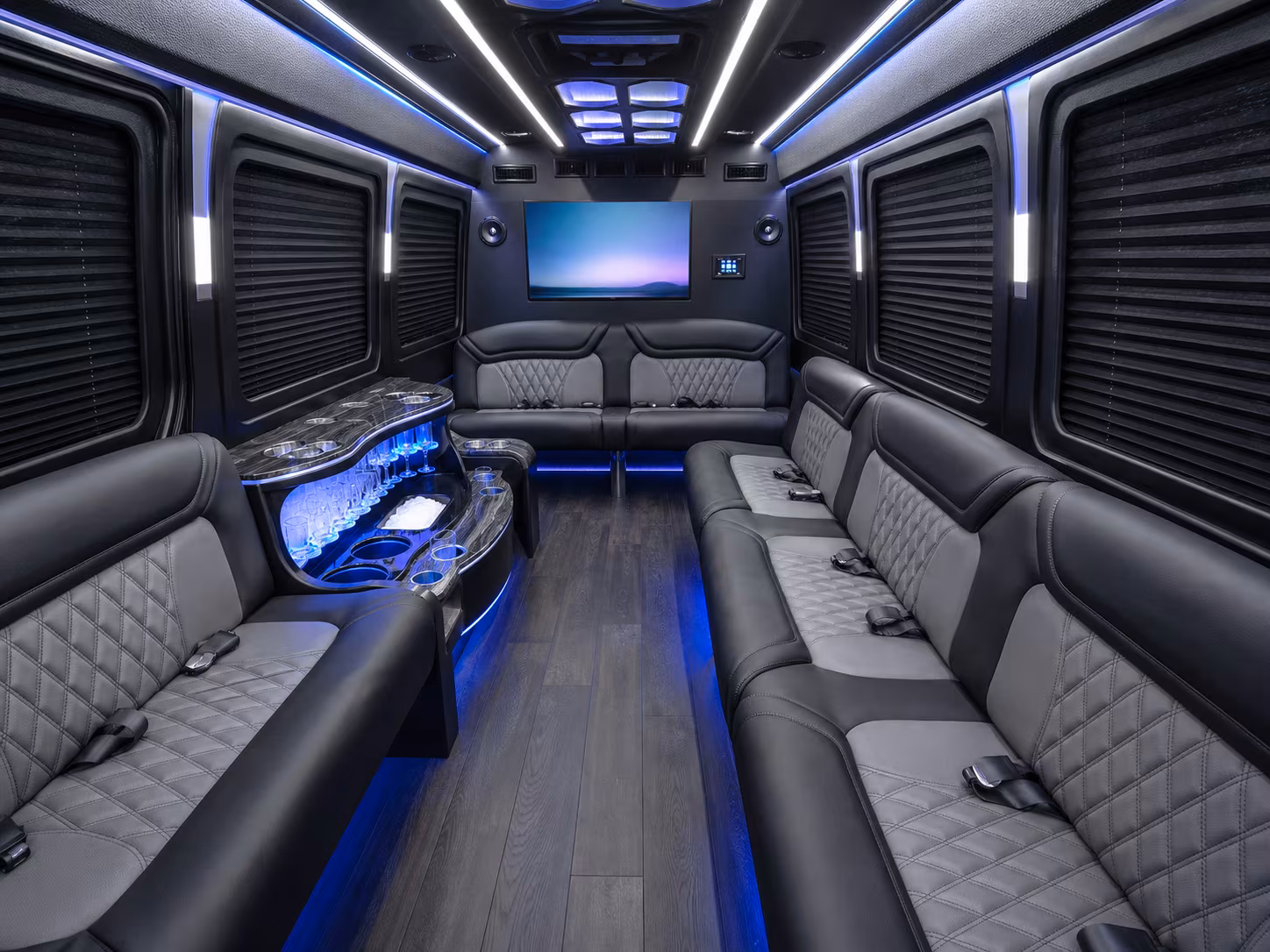 cedar park 25 passenger party bus interior