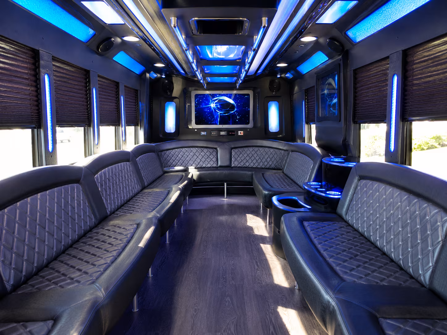 cedar park 28 passenger party bus inside