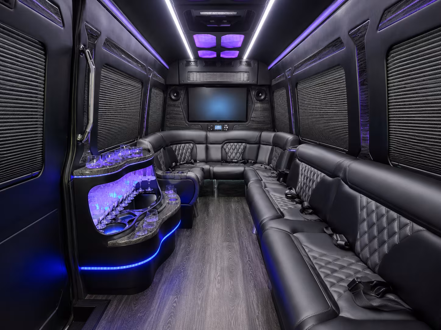 cedar park 30 passenger party bus interior