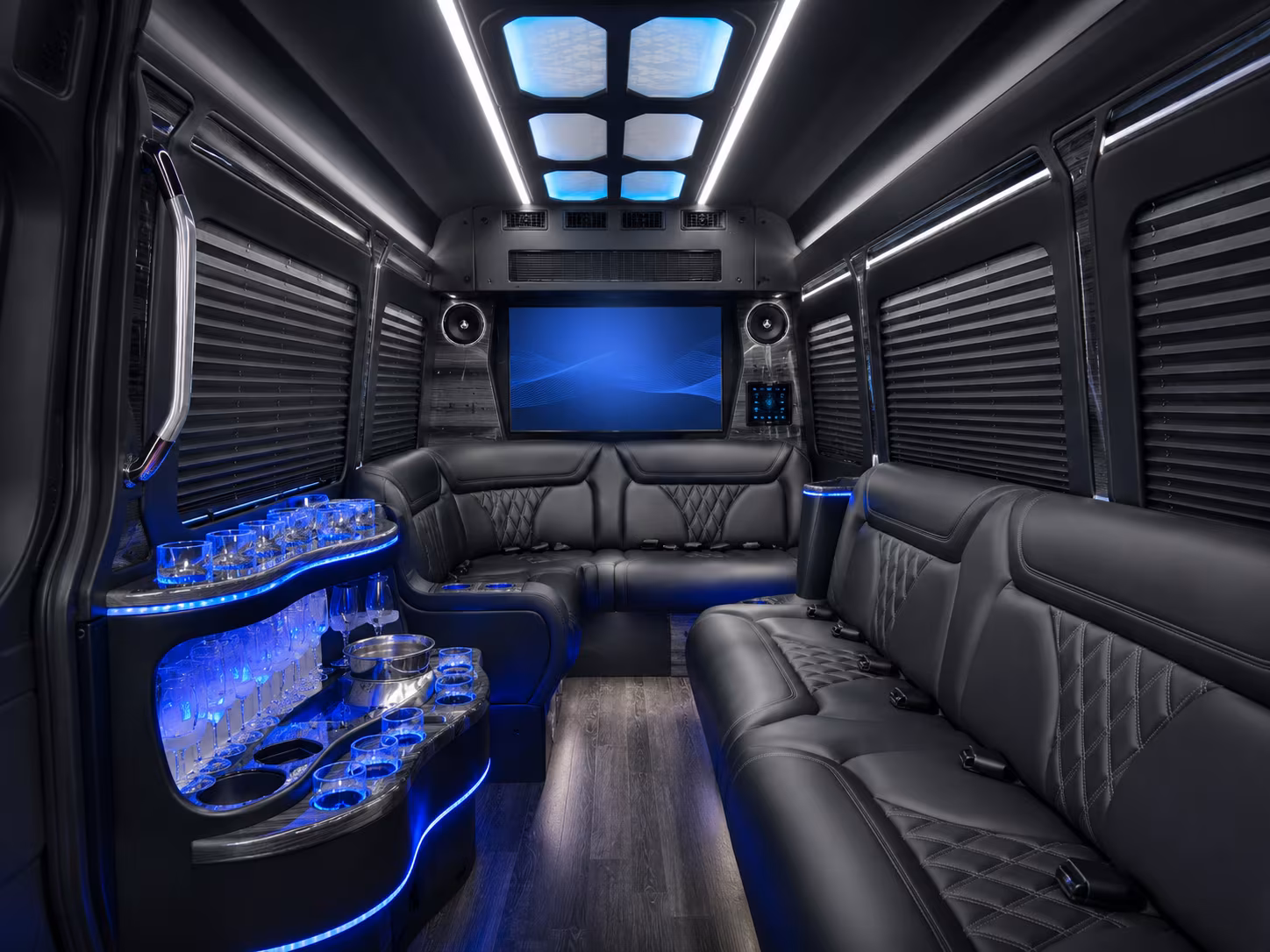 cedar park 50 passenger party bus interior